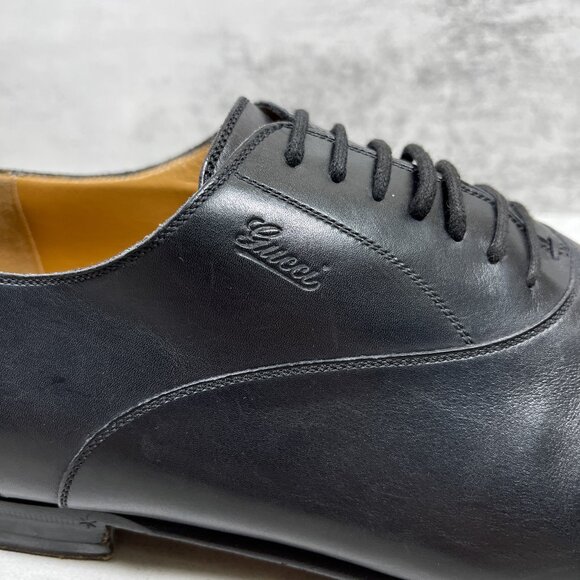 Gucci Leather Cap Toe Oxford Dress Shoes - Men's Size 10.5 / US 11 - Black - Picture 11 of 14